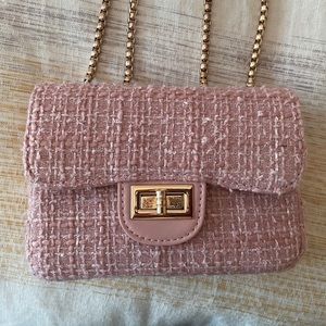 NEW Pink Tweed Mini Flap Bag